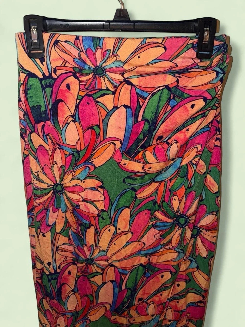 Farm Rio Getaway Midi Skirt Floral Orange & Green Size XS